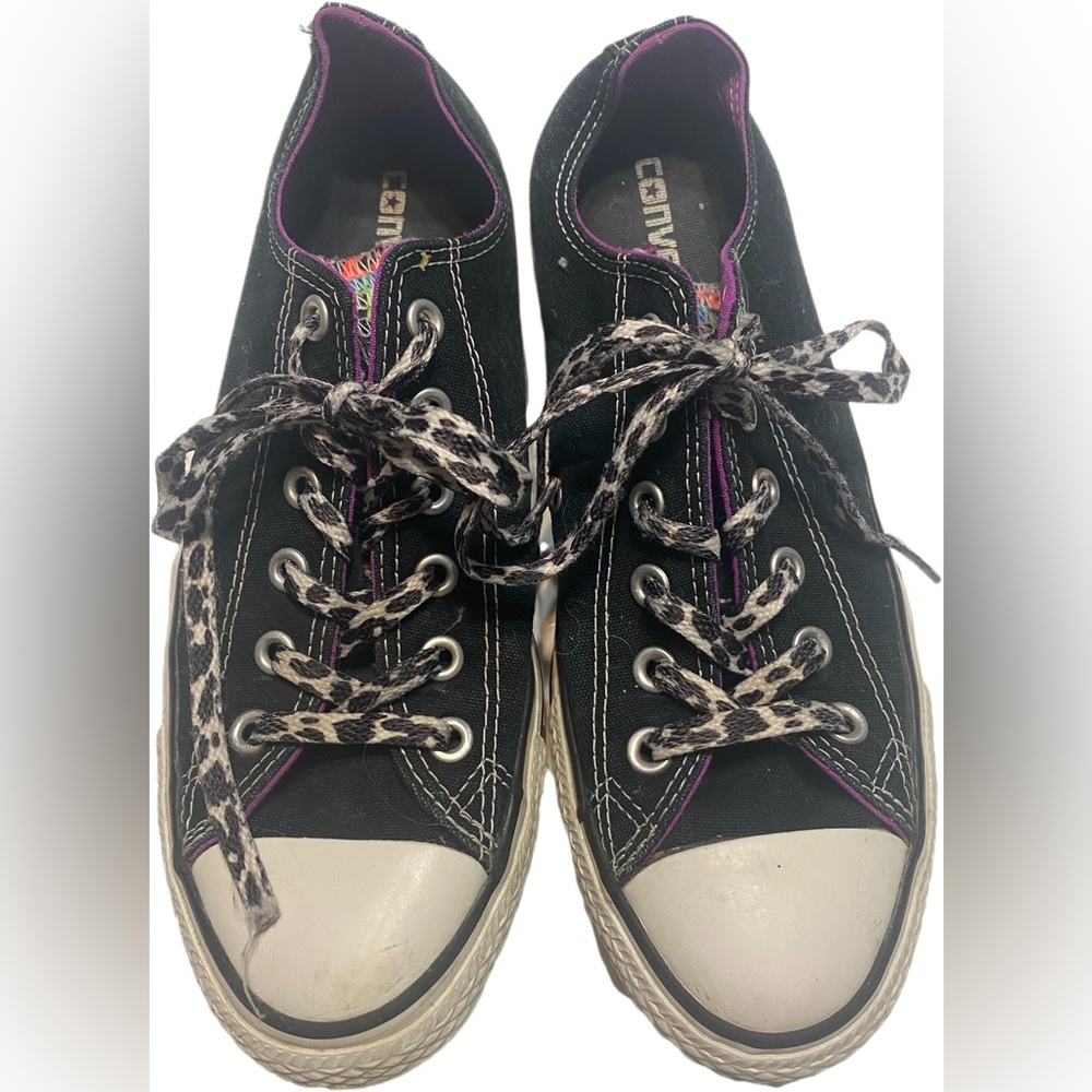 Converse All-Star Black with multi tongue neon. Size 9